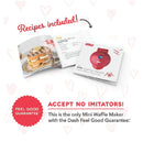 dash paninis, hash browns, & other mini waffle maker, 4 inch, red heart