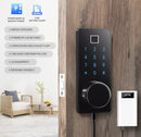 jb smart door lock with biometric fingerprint, smartphone and digital code.
