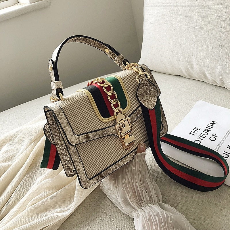 small crocodile print flap bags for women