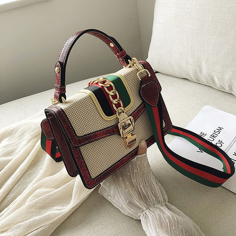 small crocodile print flap bags for women