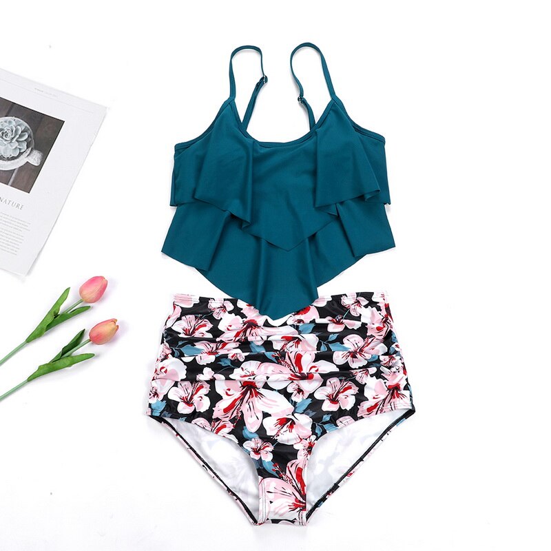 tankini set swimwear bathing suit plus size