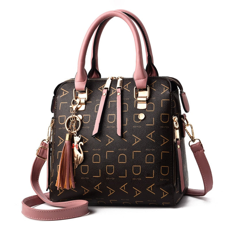 crossbody for woman fashion design purses totes soft pu leather pink bag / 24x23x13cm