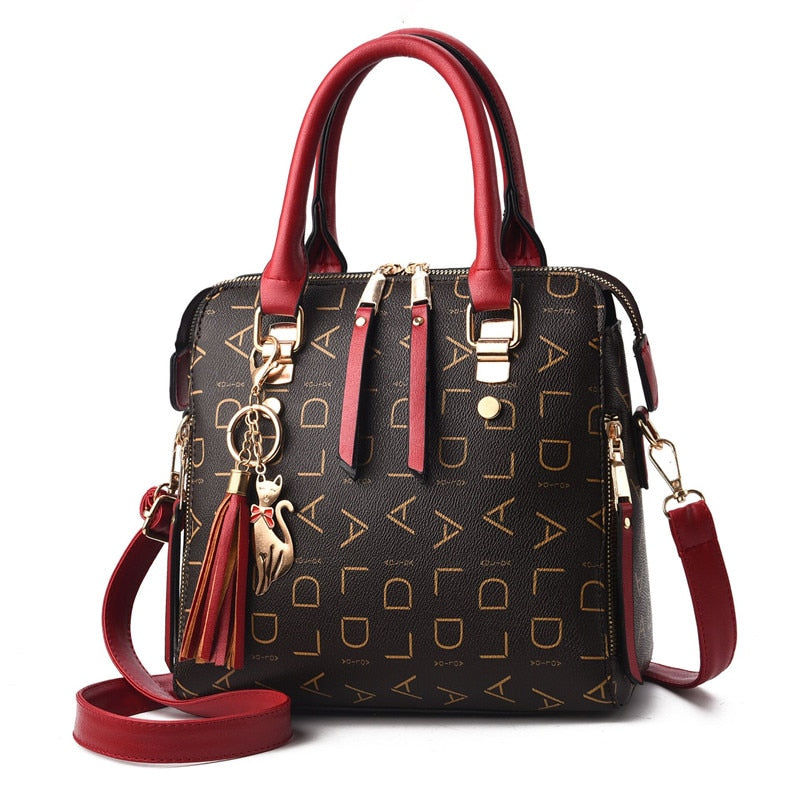 crossbody for woman fashion design purses totes soft pu leather red women bag / 24x23x13cm