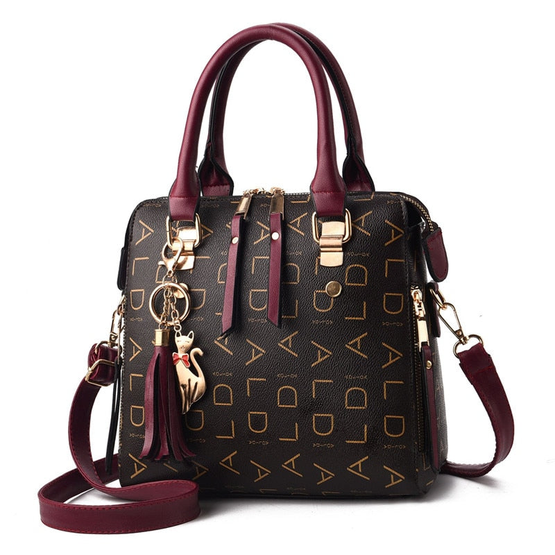 crossbody for woman fashion design purses totes soft pu leather deep purple / 24x23x13cm