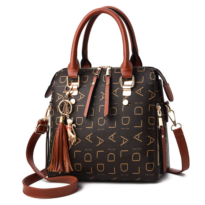 crossbody for woman fashion design purses totes soft pu leather brown handbag / 24x23x13cm