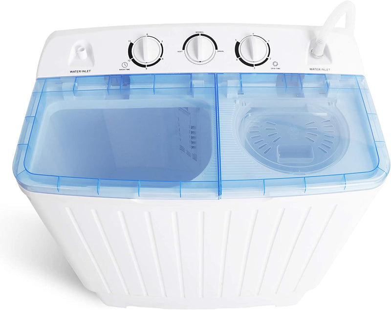 2IN1 Portable Washing Machine 17.6lbs Mini Twin Tub Compact Laundry Washer