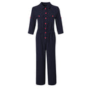 women's autumn new fashion lapel cropped sleeves autumn section jumpsuit