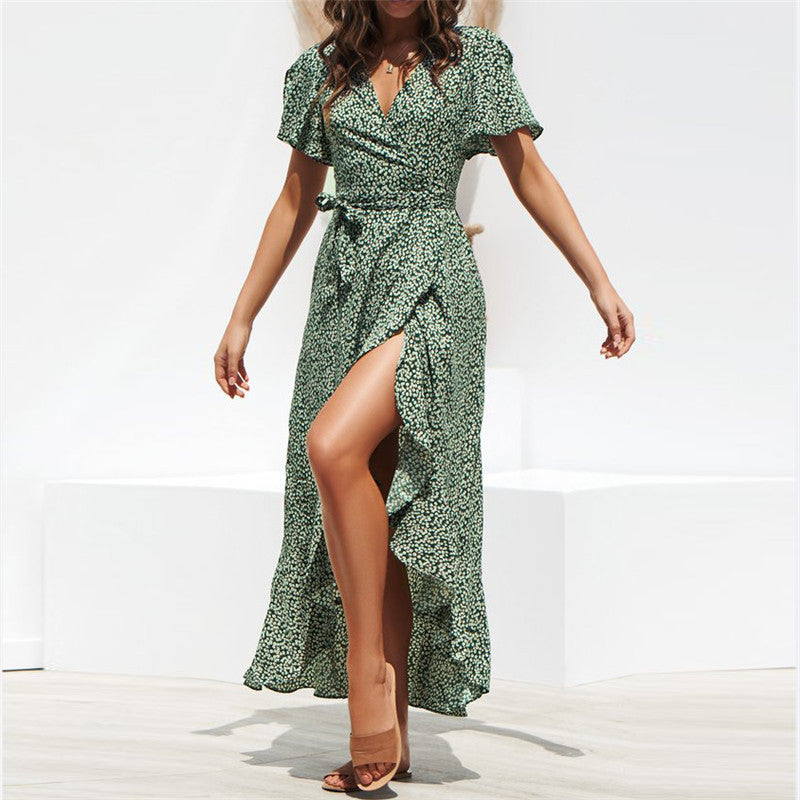 Summer Beach Maxi Dress Women Floral Print Boho Long Chiffon Dress Summer Beach Maxi Dress Women Floral Print Boho Long Chiffon Dress