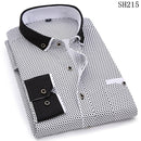 fashion print casual men long sleeve shirt stitching fashion pocket