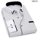 fashion print casual men long sleeve shirt stitching fashion pocket