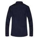 fashion print casual men long sleeve shirt stitching fashion pocket