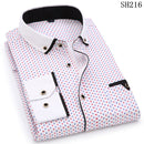 2019 men fashion casual long sleeved printed shirt slim fit