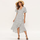 summer beach maxi dress women floral print boho long chiffon dress