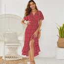summer beach maxi dress women floral print boho long chiffon dress