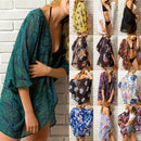 summer women chiffon floral kimono beach cardigan sheer cover up