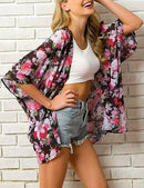 summer women chiffon floral kimono beach cardigan sheer cover up