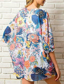 summer women chiffon floral kimono beach cardigan sheer cover up