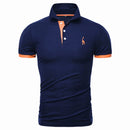men's polo giraffe embroidery short sleeve casual cotton