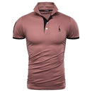 men's polo giraffe embroidery short sleeve casual cotton