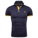 men's polo giraffe embroidery short sleeve casual cotton