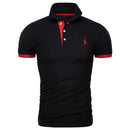 men's polo giraffe embroidery short sleeve casual cotton