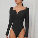 darlingaga autumn winter sexy black bodysuits skinny buttons long sleeve