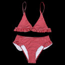 plaid sexy women bikini set new push up ruffles padded swimwear