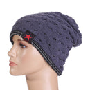 winter warm men star skull chunky hat women knit beanie reversible baggy snow cap male oversize cap warm causal accessories deep grey / one size