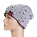 winter warm men star skull chunky hat women knit beanie reversible baggy snow cap male oversize cap warm causal accessories light grey / one size
