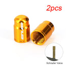 2pcs aluminum bicycle tire valve cap accessories golden for schrader