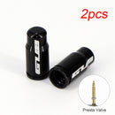 2pcs aluminum bicycle tire valve cap accessories black for presta