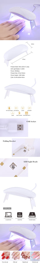 6w white nail dryer machine uv led lamp portable micro usb cable