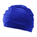 swimming hat women girls long hair bathing cap swimming cap pleated sapphire