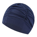 swimming hat women girls long hair bathing cap swimming cap pleated navy blue