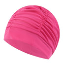 swimming hat women girls long hair bathing cap swimming cap pleated rose