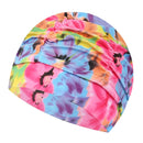 swimming hat women girls long hair bathing cap swimming cap pleated flower 5