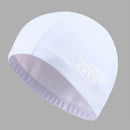 elastic waterproof pu fabric protect ears long hair sports swim pool hat white