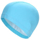elastic waterproof pu fabric protect ears long hair sports swim pool hat solid sky blue