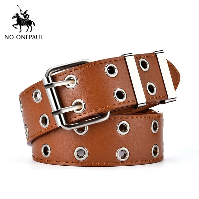 women belt genuine leather new punk style fashion wl brown / 105cm