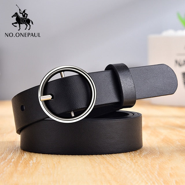women belt genuine leather new punk style fashion yq01 black silver / 105cm