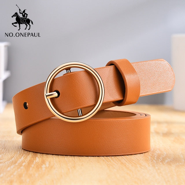 women belt genuine leather new punk style fashion yq01 brown gold / 105cm