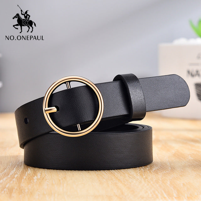 women belt genuine leather new punk style fashion yq01 black gold / 105cm