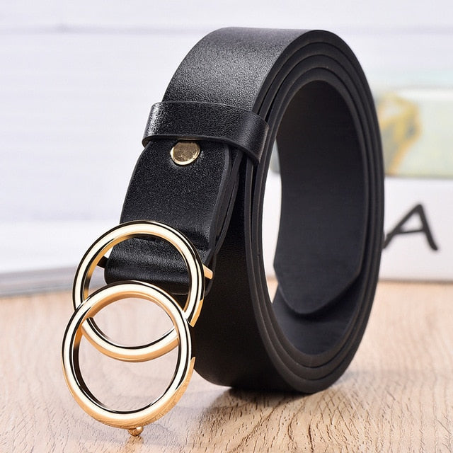 women belt genuine leather new punk style fashion syl black / 105cm