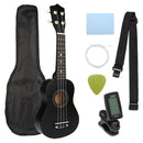 21 inch ukelele soprano 4 strings hawaiian spruce basswood guitar black / 21 inches