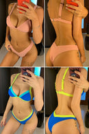 bikini solid swimsuit women swimwear push up bikini set
