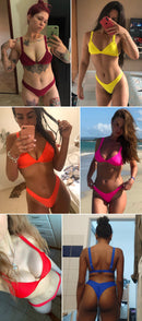 bikini solid swimsuit women swimwear push up bikini set