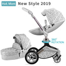 hot mom baby stroller 3 in 1 travel grey-leaf