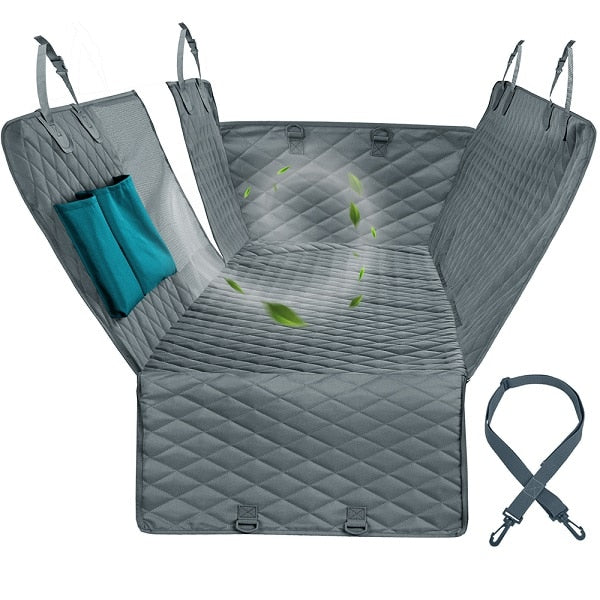 dog car seat cover view mesh waterproof pet carrier car rear grey / 152x143cm