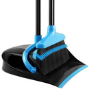 broom and dustpan set upright standing dust pan blue