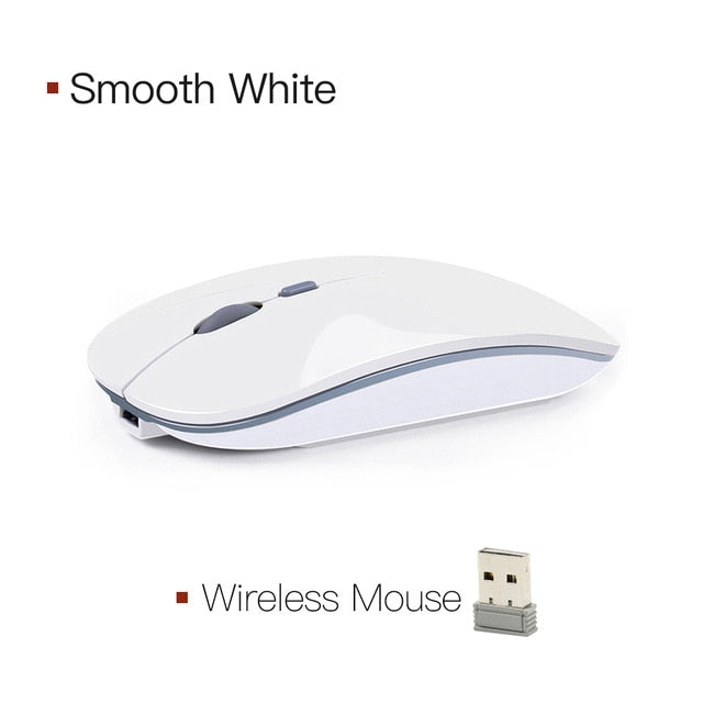 wireless mouse computer bluetooth mouse silent pc mause rechargeable 2.4g smooth white